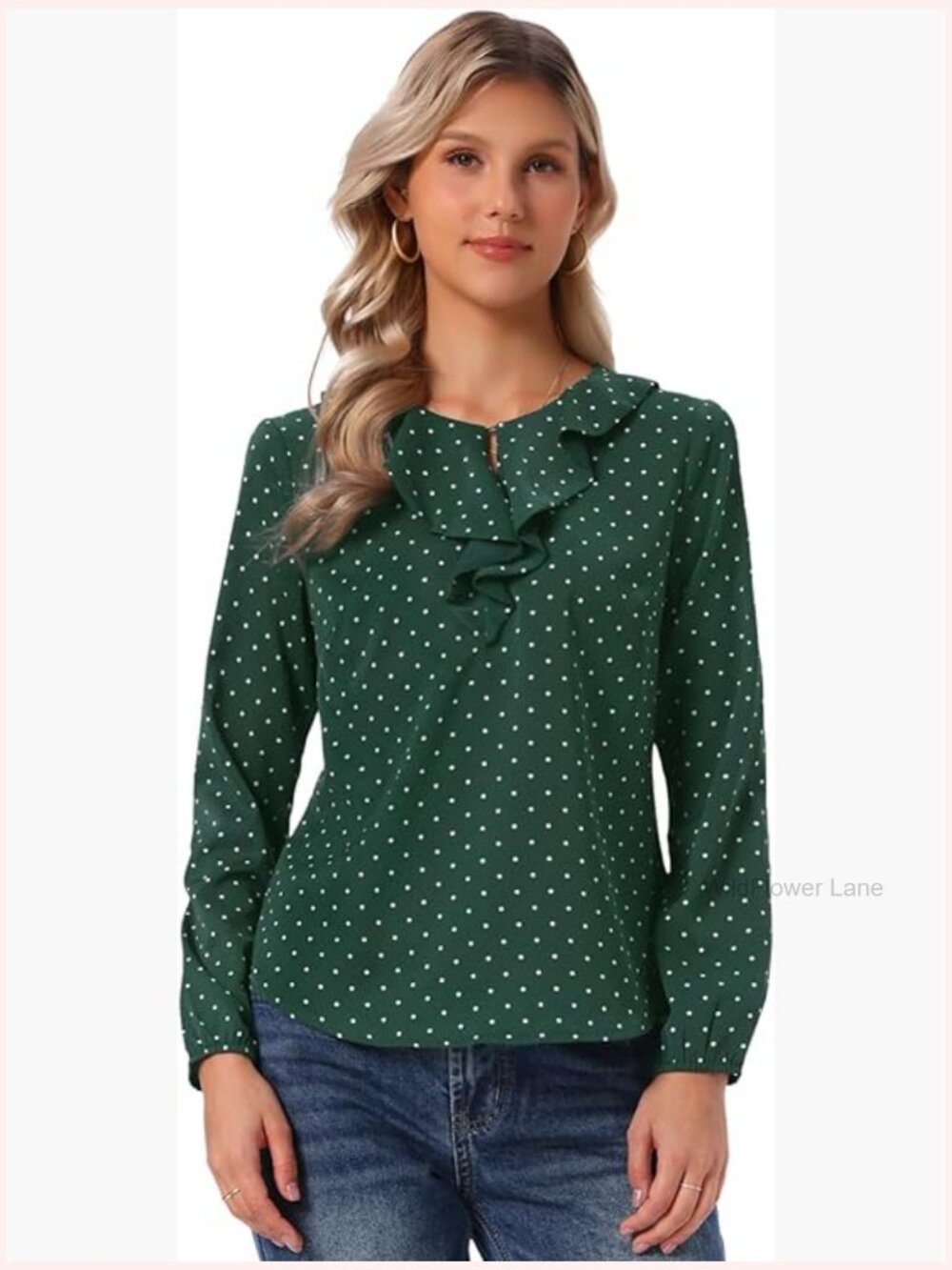 Vintage Ruffle Neck Chiffon Blouse Long Sleeve Casual Work Top